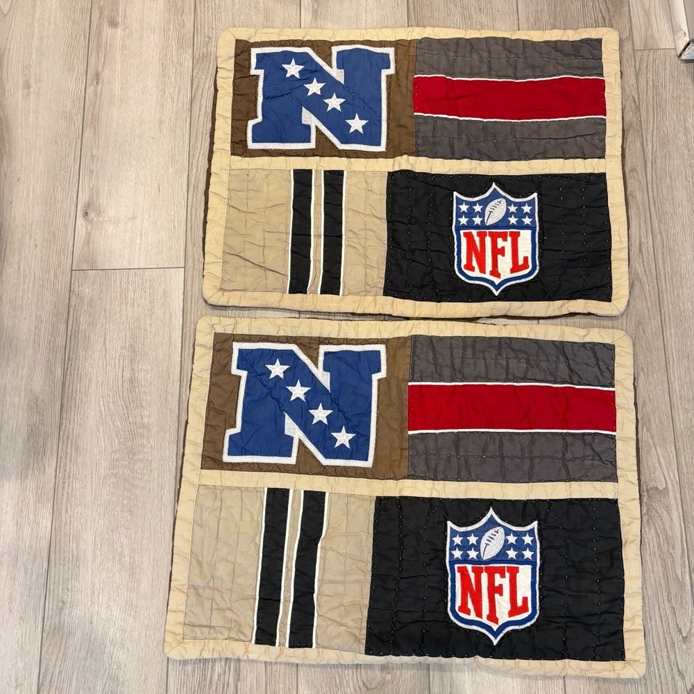 PB Teen Pottery Barn NFL Set of 2 Quilted Pillowcases NFC Standard Size Shams